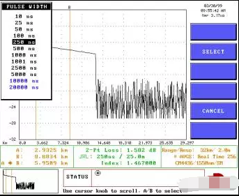 OTDR脉冲宽度和平均时间设置